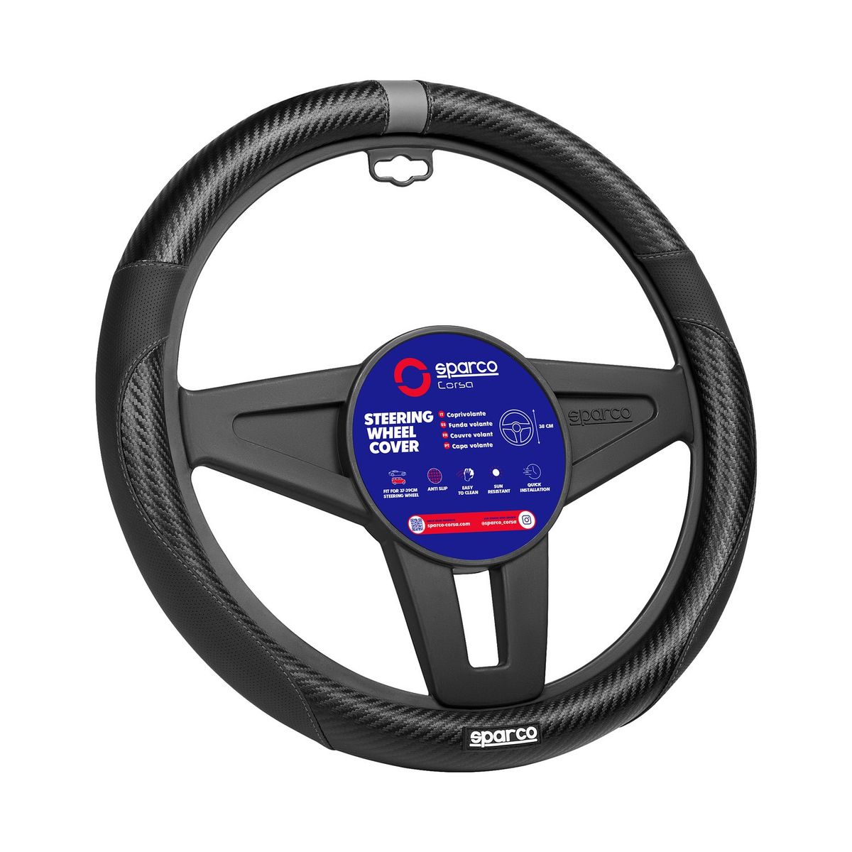 SPARCO - Cubre Volante Negro-Gris Para Auto SPS123GR