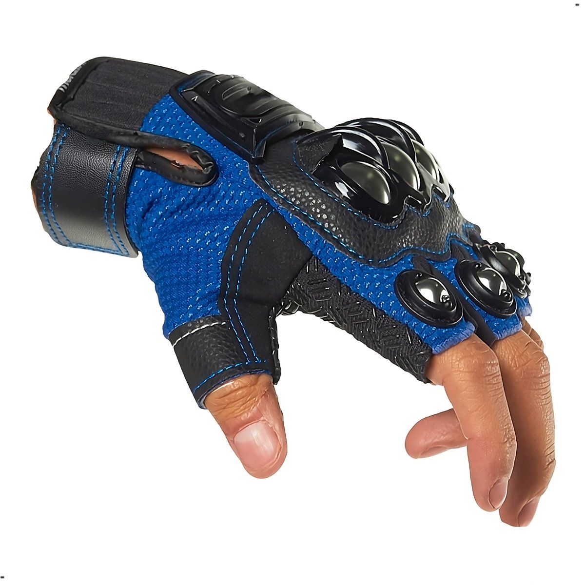 GENERICO - Guante Moto Sin Dedo Madmotor Protección Nudillos acero Mitones