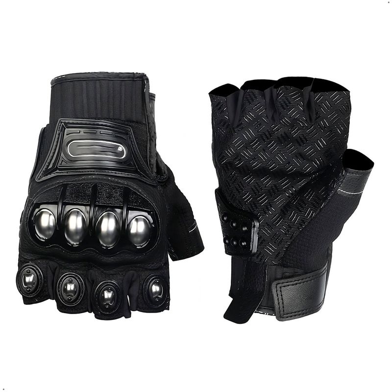 GENERICO - Guante Moto Sin Dedo Madmotor Protección Nudillos acero Mitones