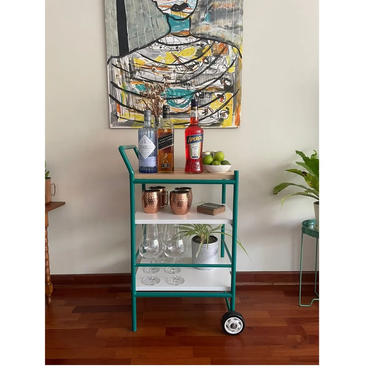 TU MESITA - Mesa Auxiliar Bar Onelia con ruedas TU MESITA