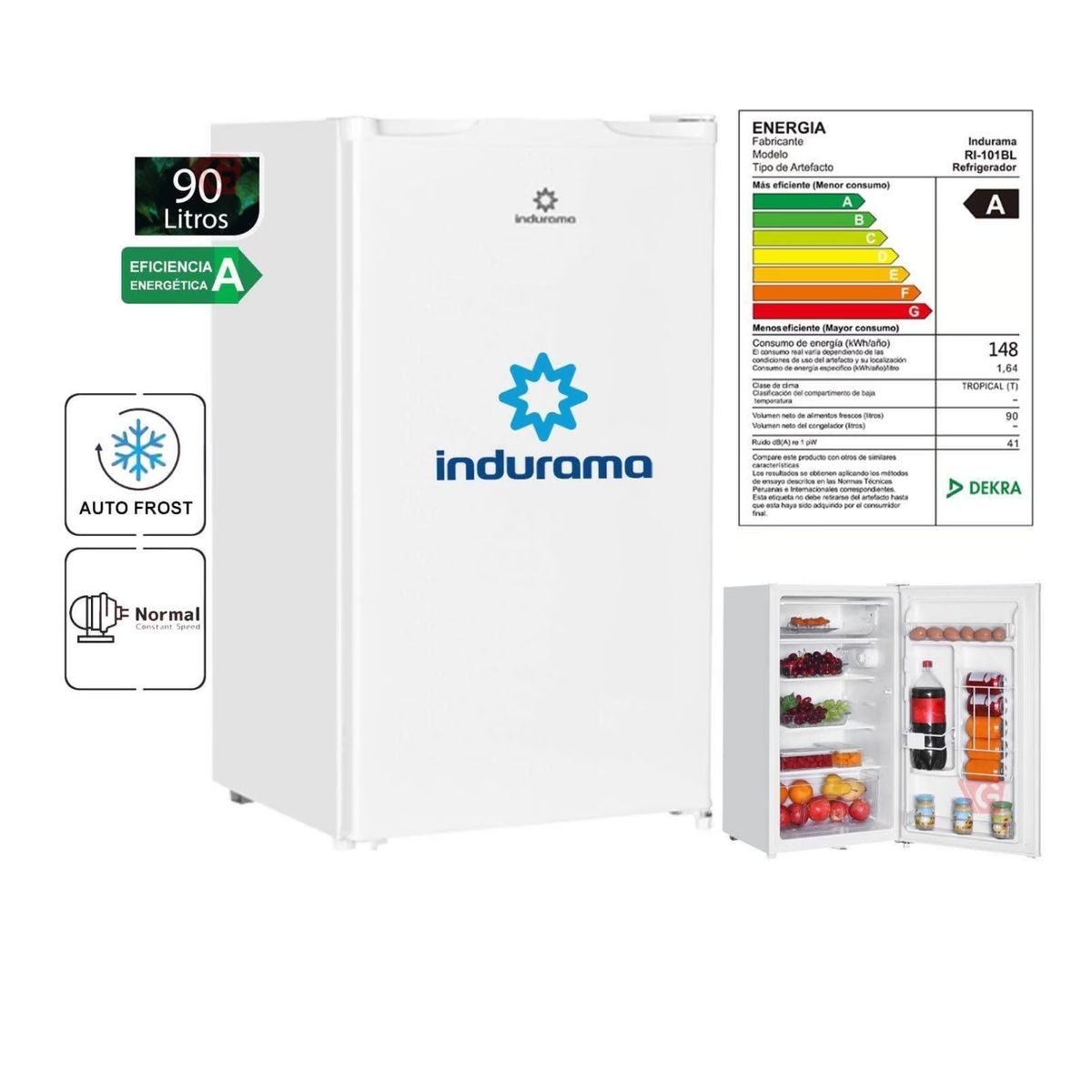 INDURAMA - Frigobar Indurama 90 Litros RI-101BL Defrost - Blanco