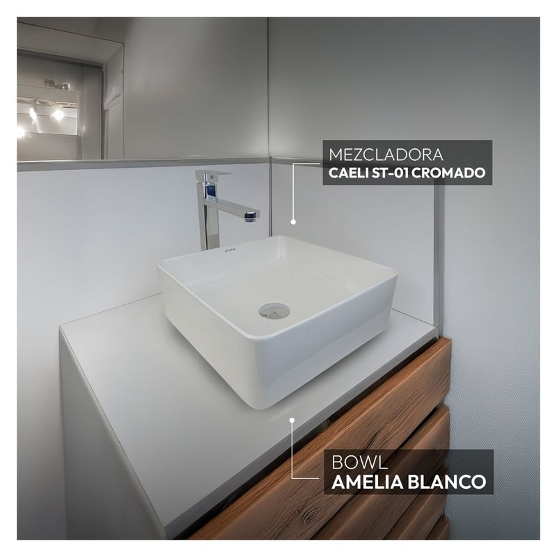 STONE - COMBO AMELIA BLANCO + CAELI ST + DESAGUE POP UP SREBOSE PBOWL 18CM