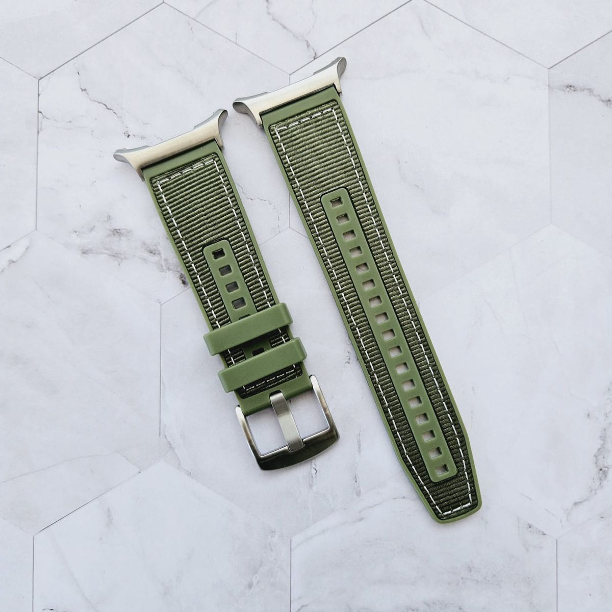 GENERICO - Correa Nylon con Silicona para SAMSUNG WATCH ULTRA - Verde