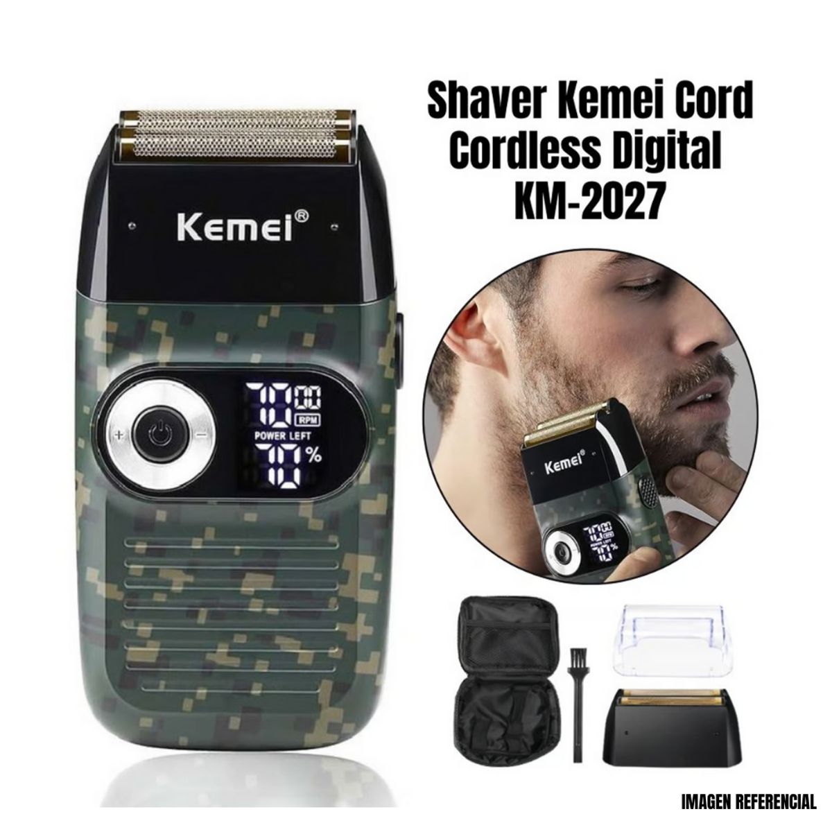KEMEI - Shaver Kemei Cord Cordless Digital KM-2027