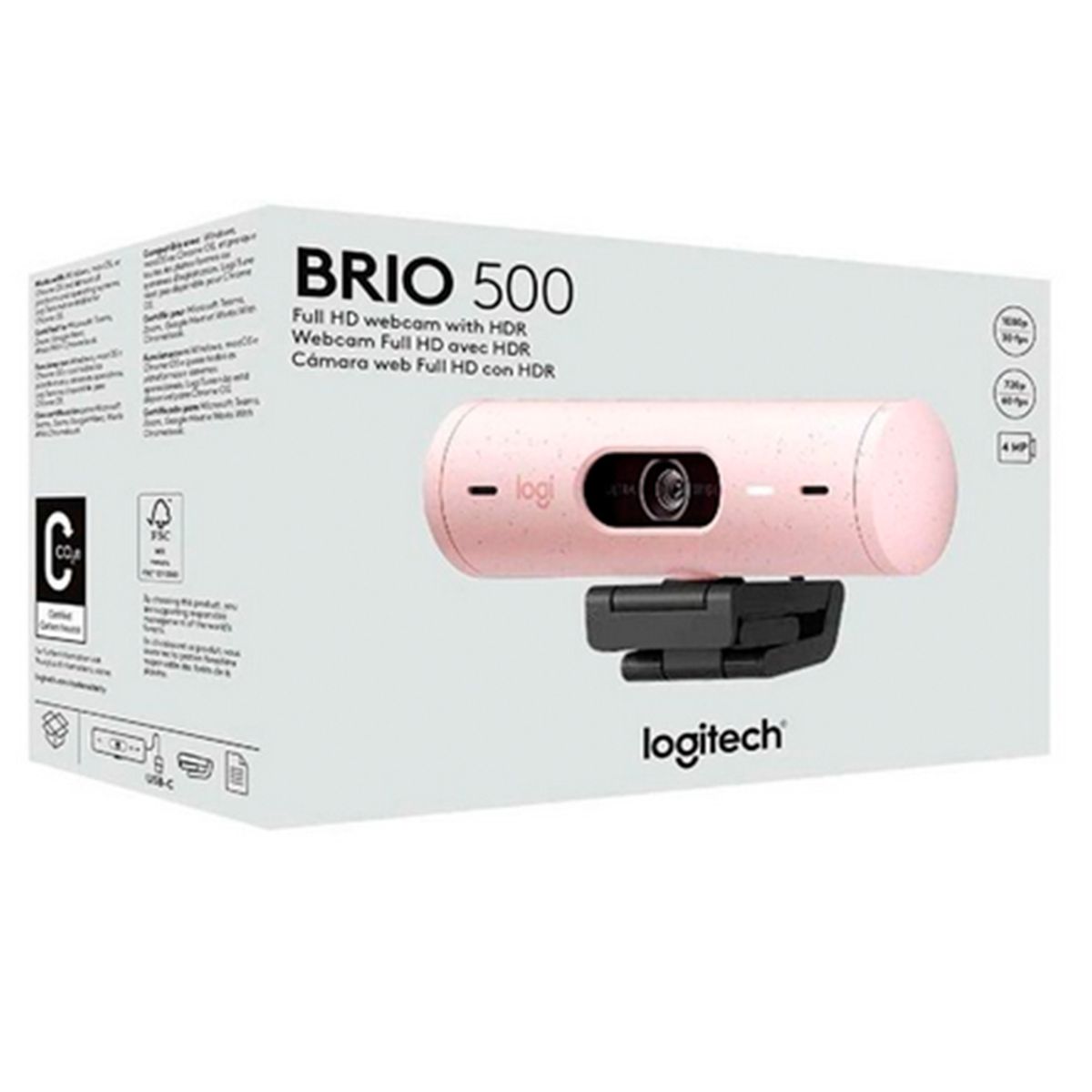 LOGITECH - CAMARA LOGITECH BRIO 500 FULL HD 1080P USB-C ROSA