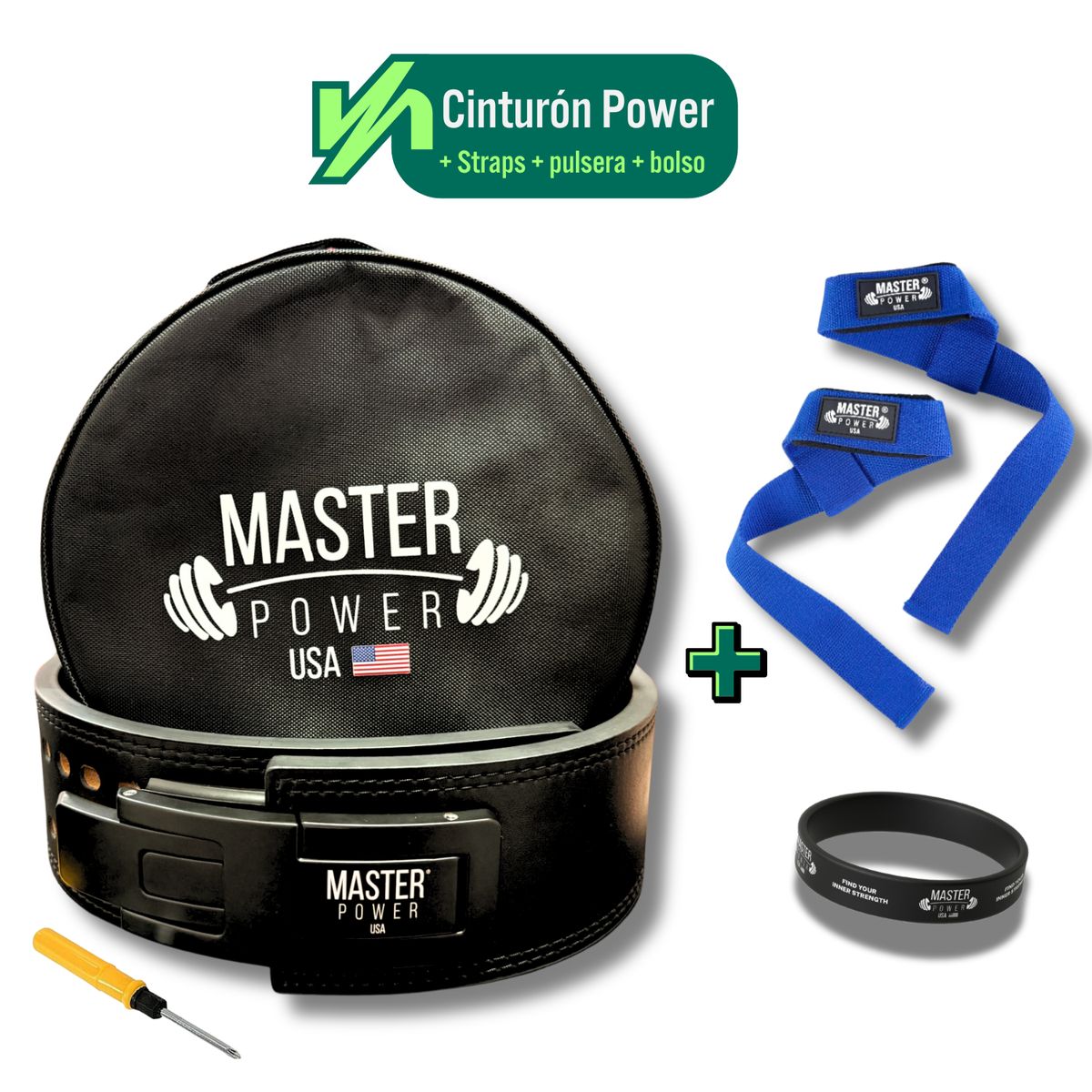 MASTERPOWER - CINTURON - MASTER POWER  + STRAPS AZUL + PULSERA