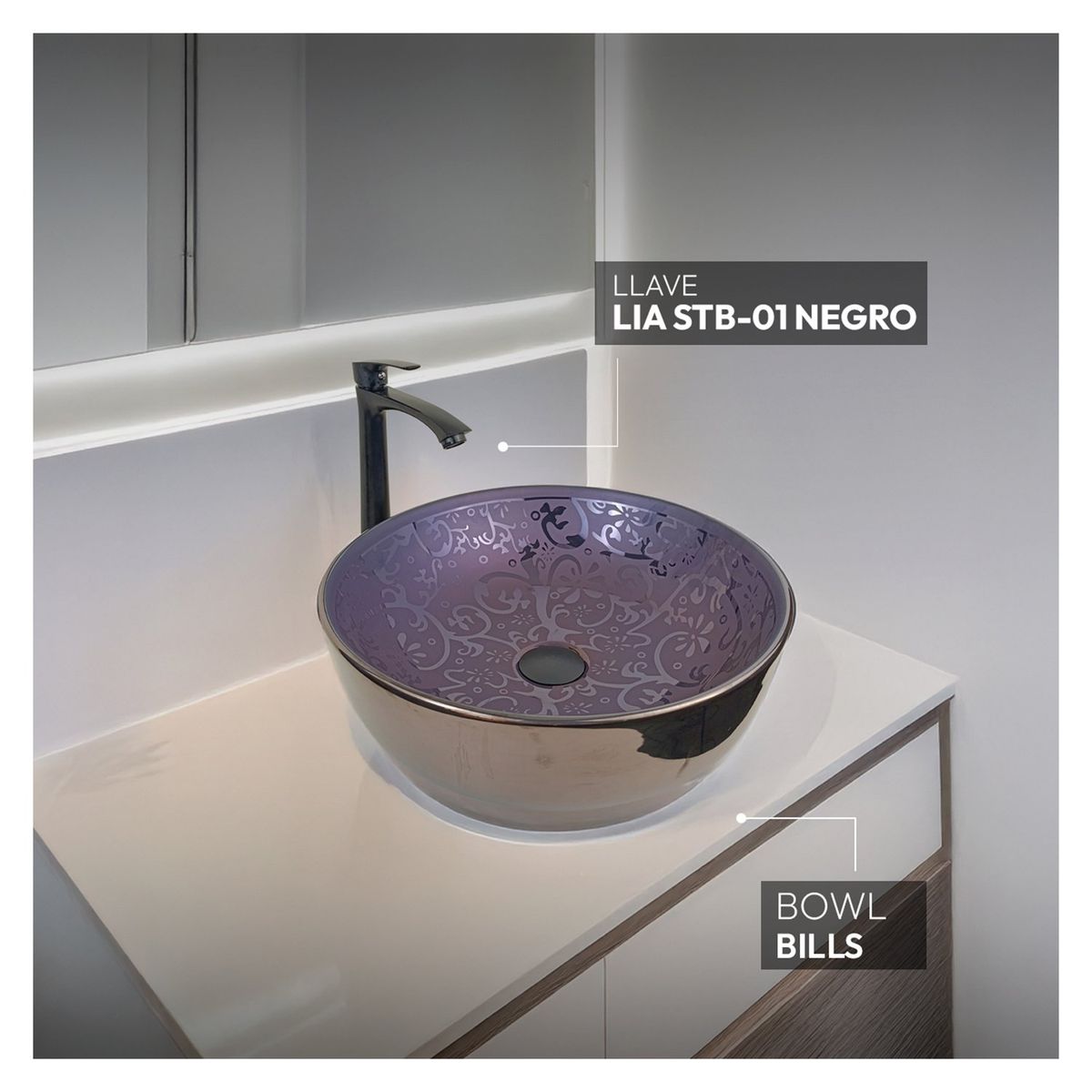 STONE - COMBO BOWL BILLS  +  LIA STB-01 + DESAGUE POP UP S/REBOSE P/BOWL 18CM