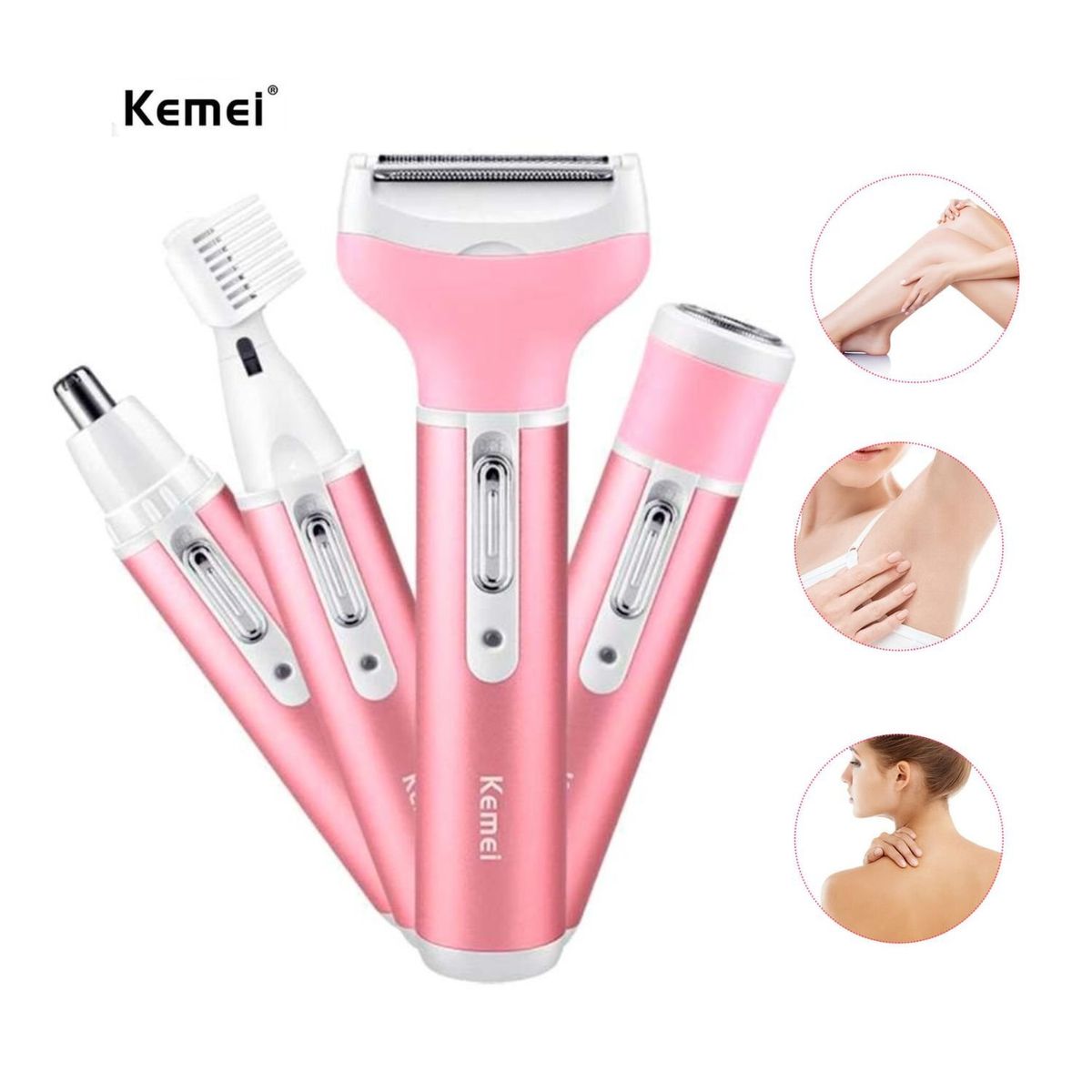 KEMEI - Depiladora Eléctrica Recargable  4en1 para Mujer