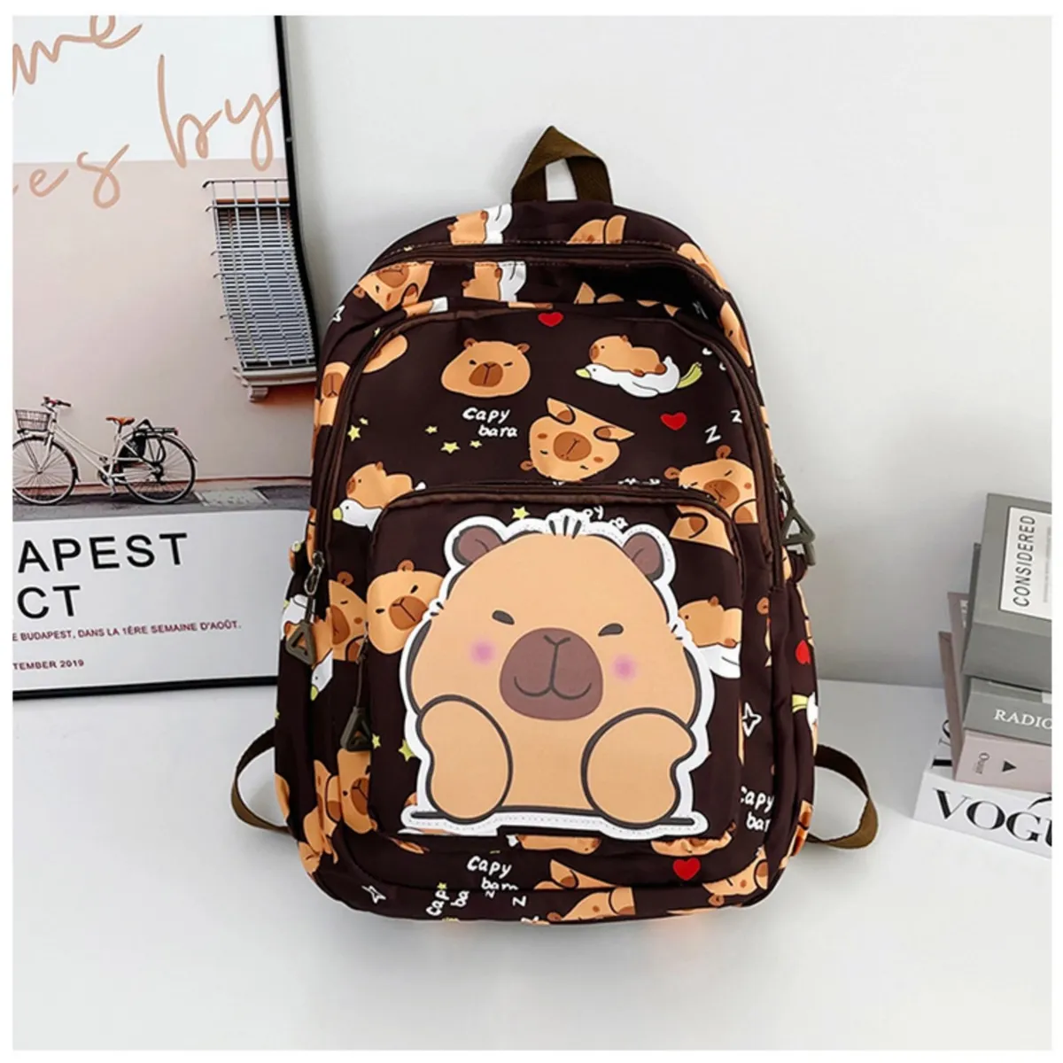 GENERICO - Mochila juvenil capibara escolar mujer multifuncional