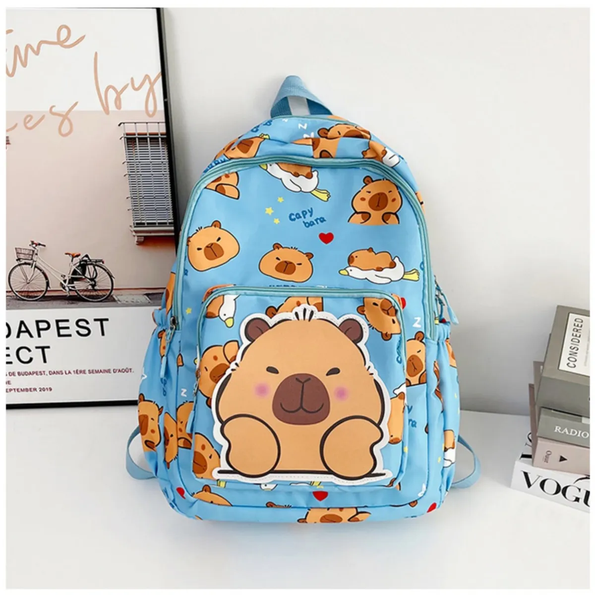 GENERICO - Mochila juvenil capibara escolar mujer multifuncional