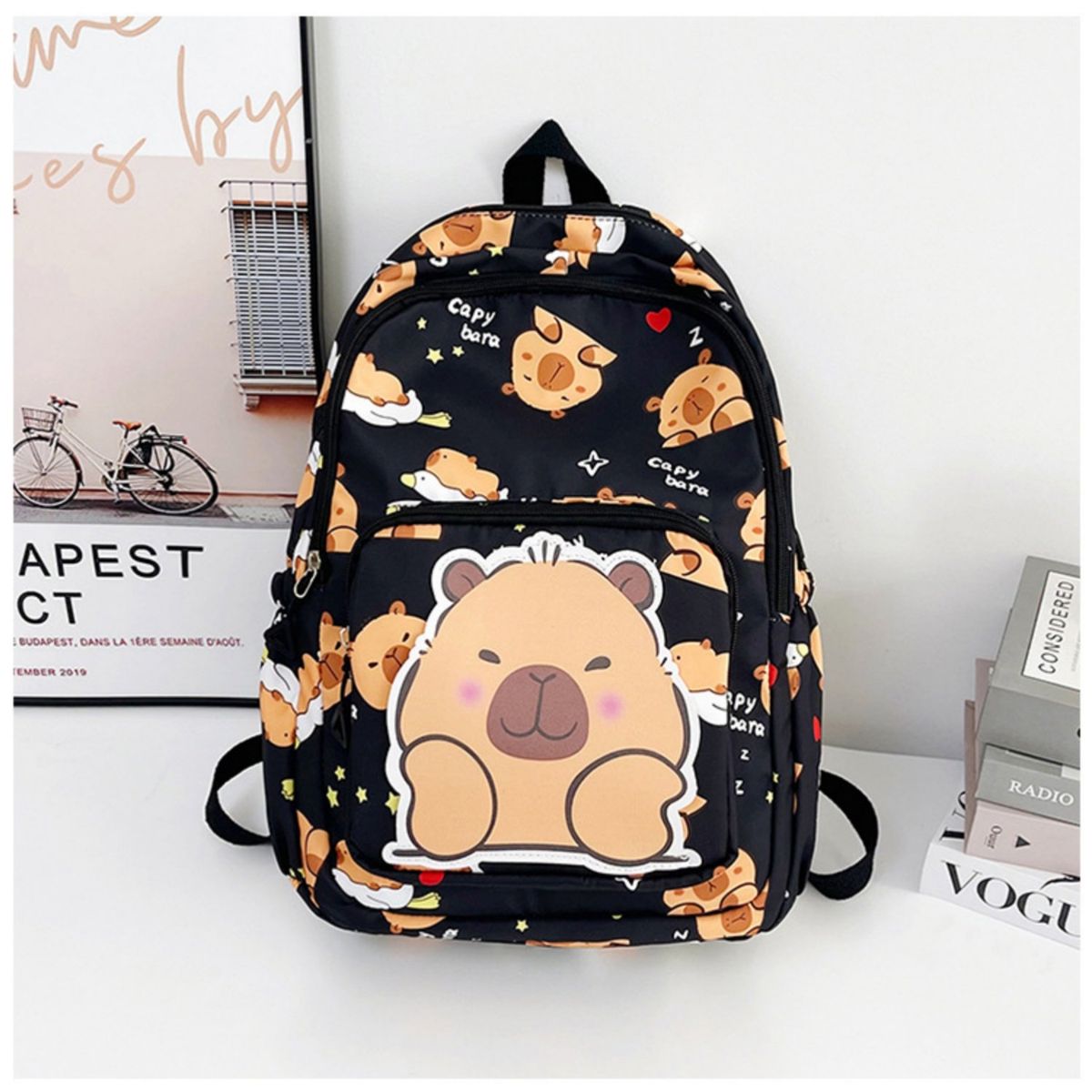 GENERICO - Mochila juvenil capibara escolar mujer multifuncional