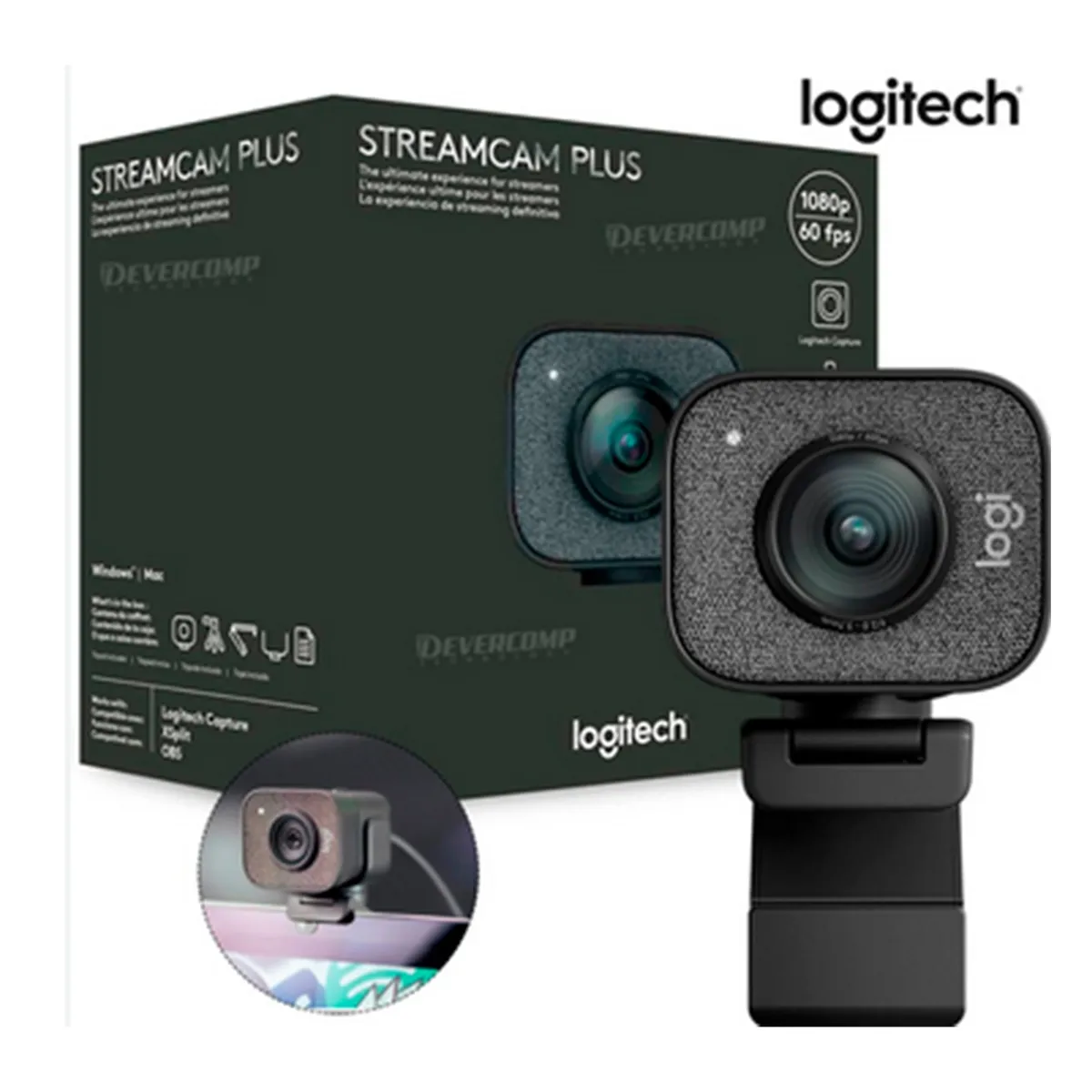 LOGITECH - CAMARA LOGITECH STREAMCAM PLUS - BLACK 1080P 60FPS