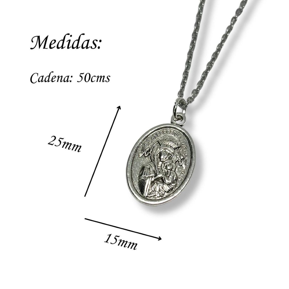 SANTORAL - Dije Virgen del Perpetuo Socorro y Cadena - Zamak