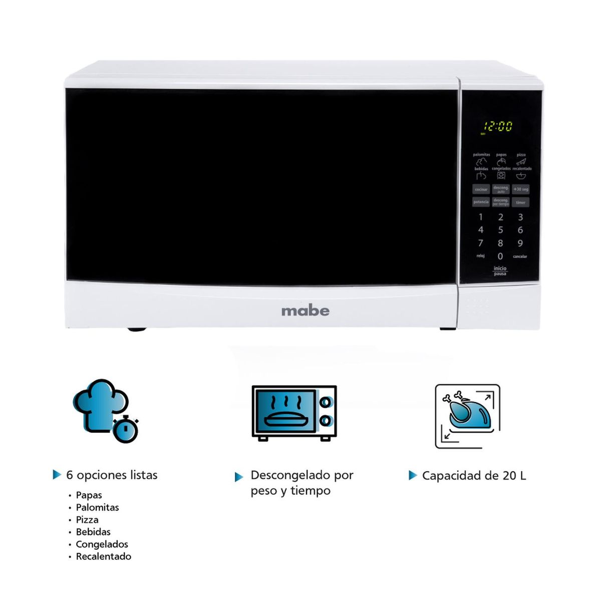 MABE - Horno Microondas Mabe 20 L Blanco HMM20PEE