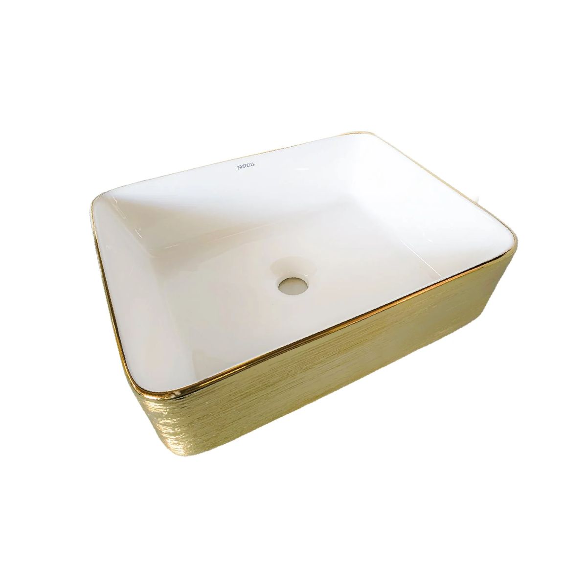 FRATELLI - Bowl de Loza Cuadrado Dorado 48x37x13cm