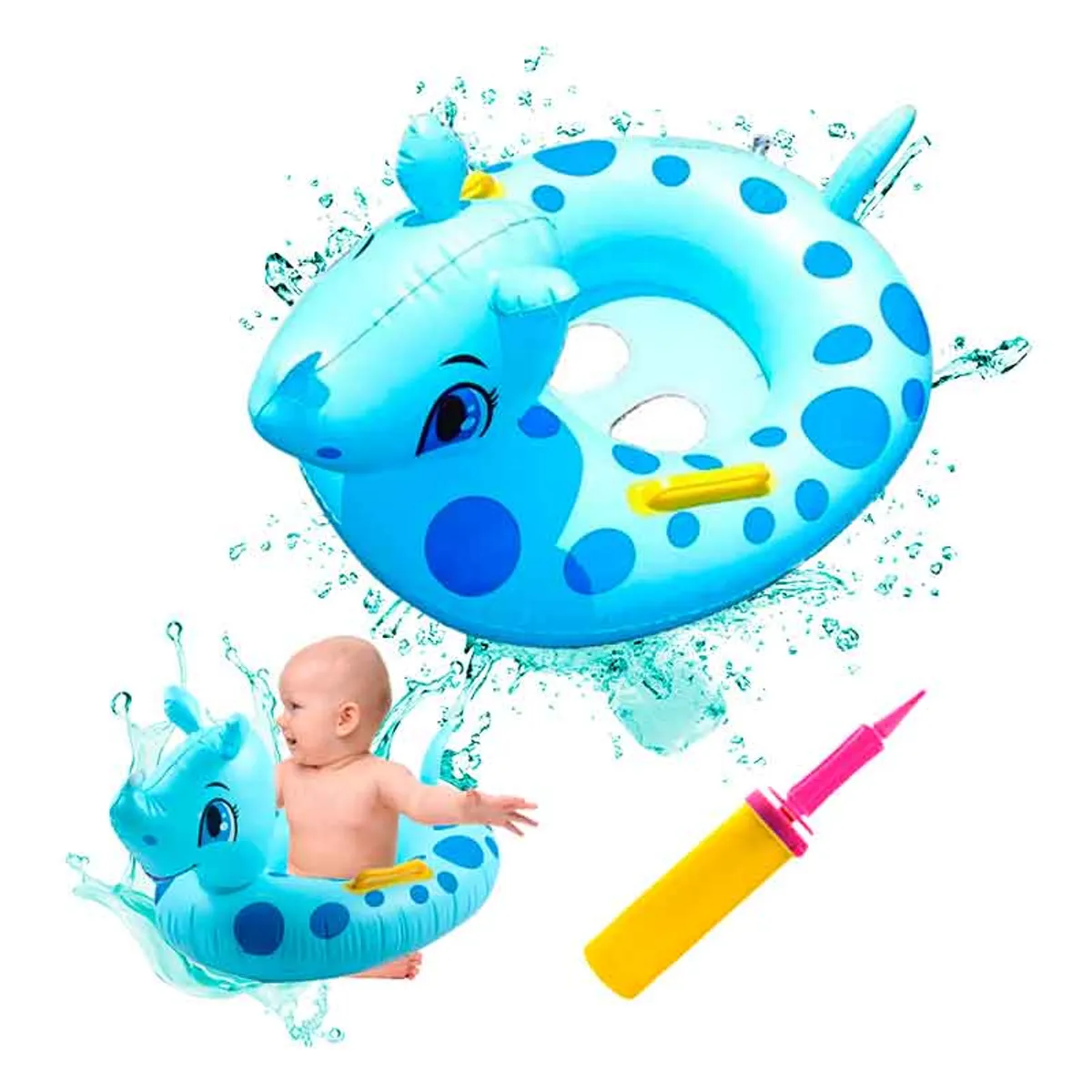 GENERICO - Flotador Bebé con Forma de Dinosaurio en 3D + inflador