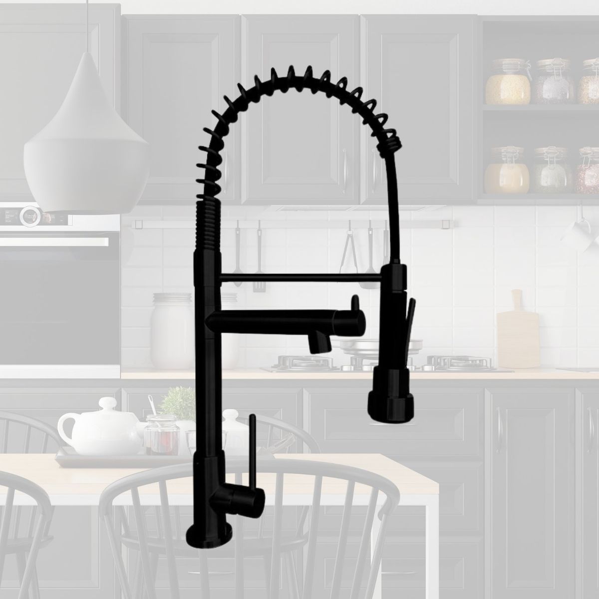 XM - Llave ganso para cocina para agua fría LC 304-309801 Negro Mate