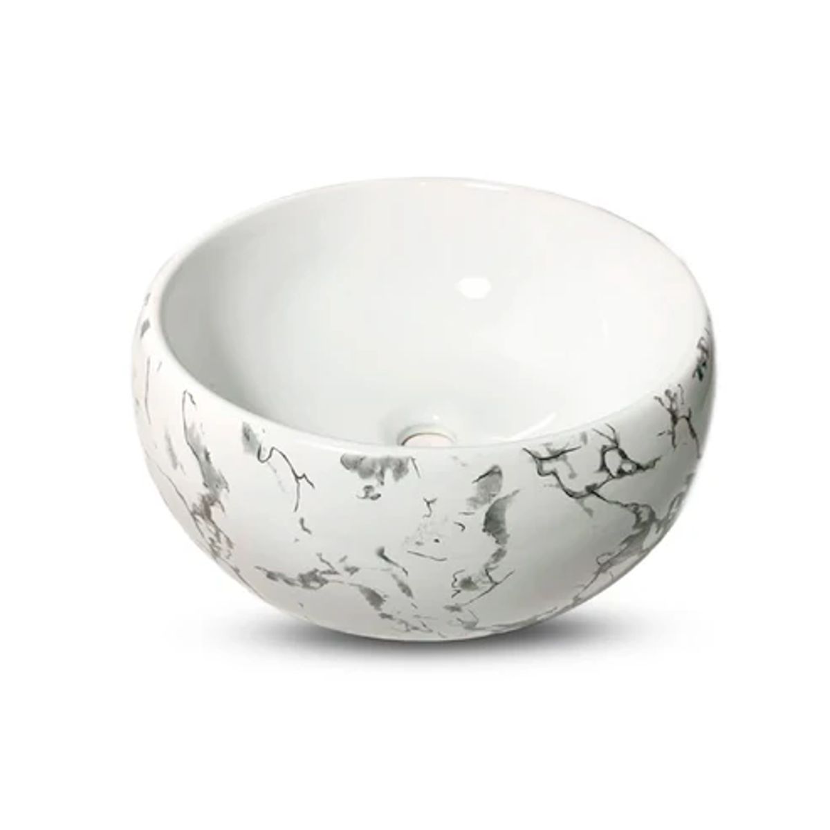 FRATELLI - Bowl de Loza Redondo Blanco con Negro 40x40x15cm