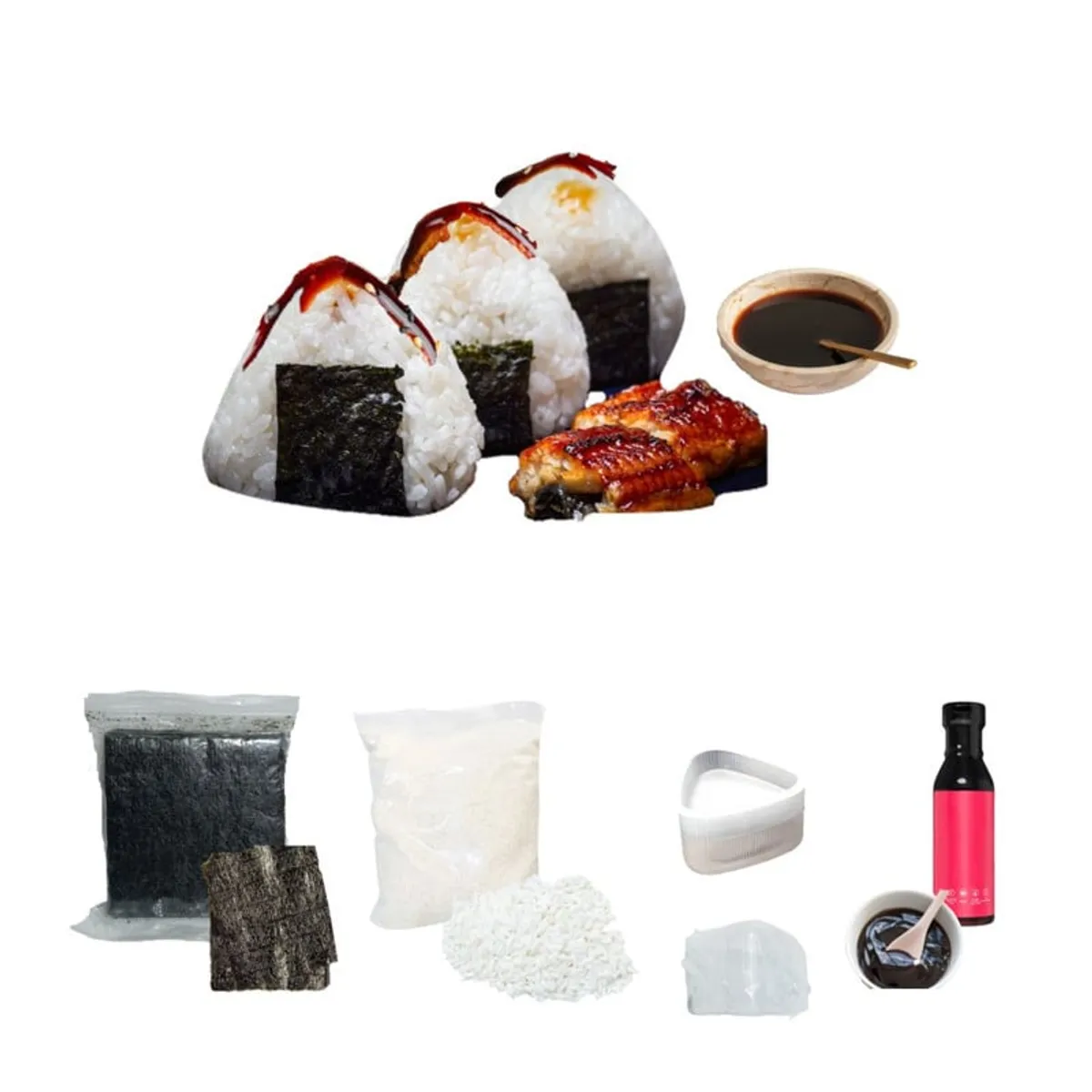 GENERICO - Pack Onigiri Unagi 4u Molde Salsa de Anguila Arroz Alga Nori