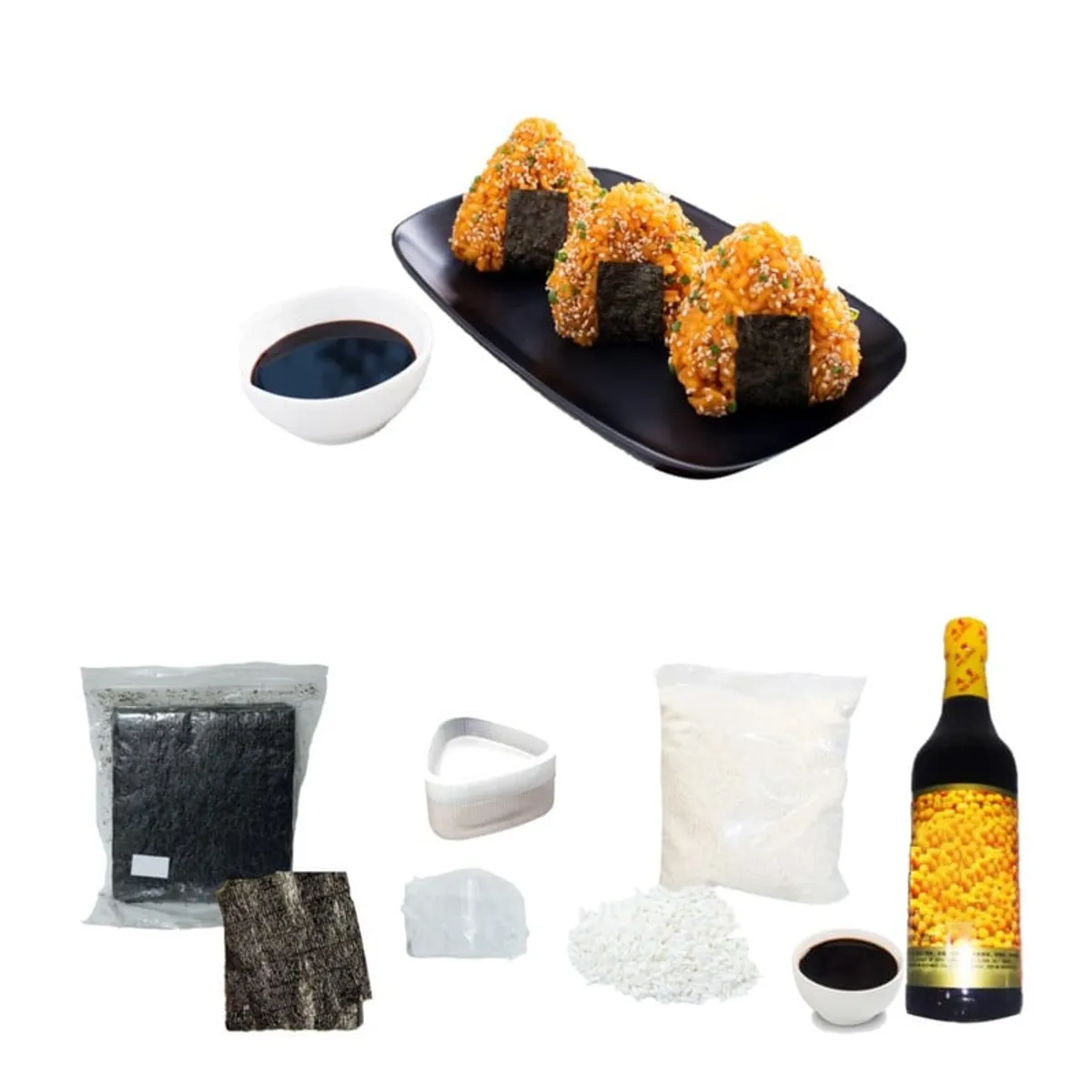 GENERICO - Pack Onigiri Clasico 4u Molde Salsa de Soya Arroz Alga Nori