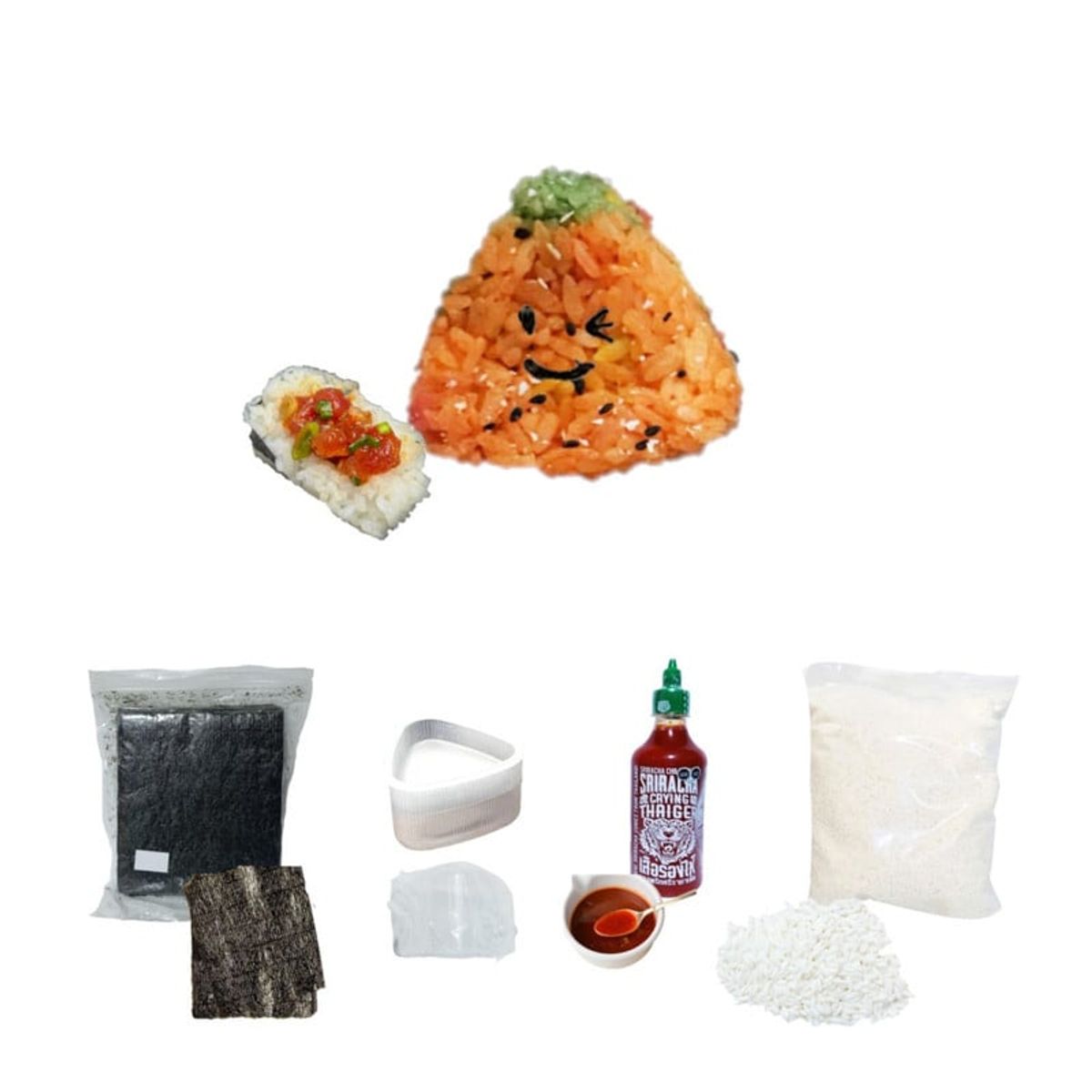 GENERICO - Pack Onigiri Picante 4u Molde Shiracha Arroz Alga Nori