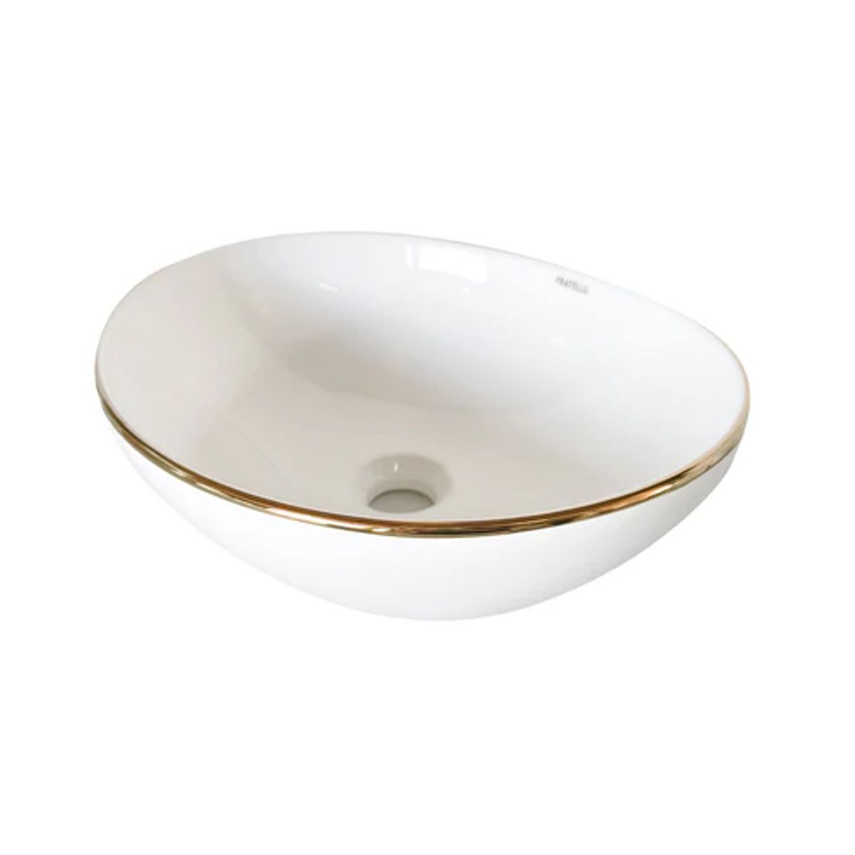 FRATELLI - Bowl de Loza Mod Circular Blanco c Dorado 41x41x13cm