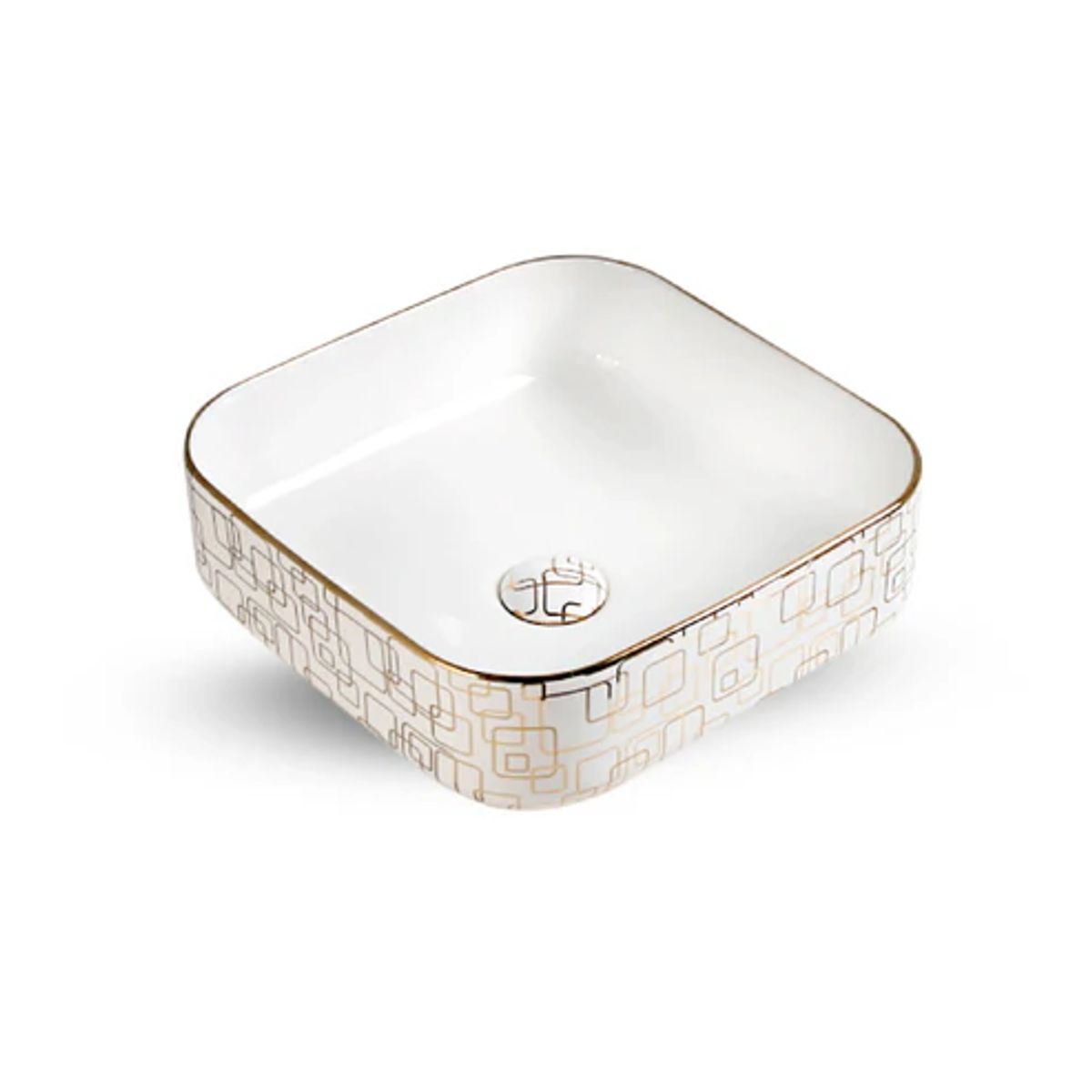 FRATELLI - Bowl de Loza Mod Cuadrado Beige con Blanco 39x39x14cm