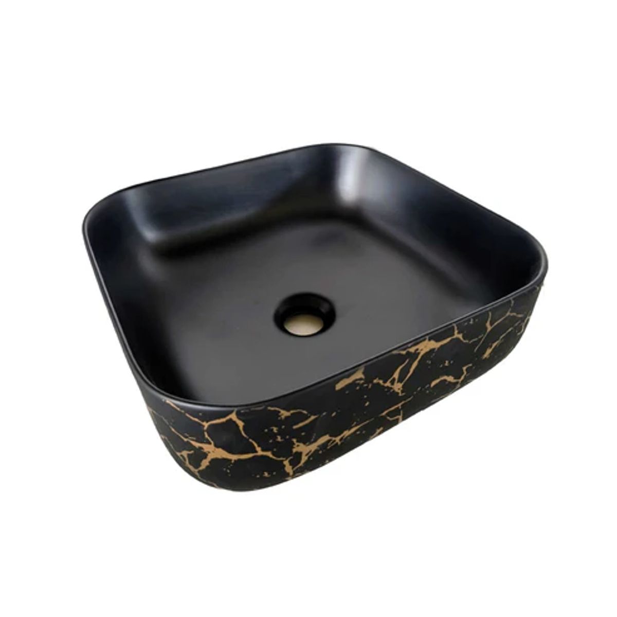FRATELLI - Bowl de Loza Mod Cuadrado Negro Matte con Beige 39x39x14cm