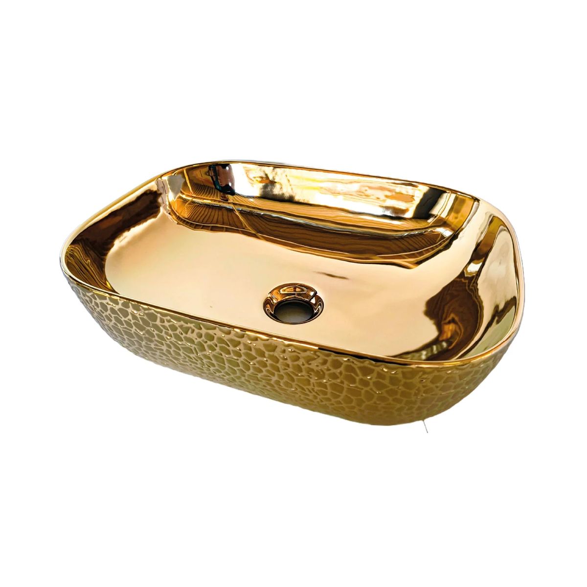 FRATELLI - Bowl de Loza Mod Rectangular  Dorado Granito 45x33x15cm