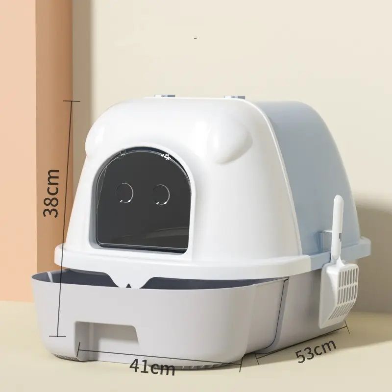 GENERICO - Arenero cerrado con filtro y bandeja extraíble bicolor- gris