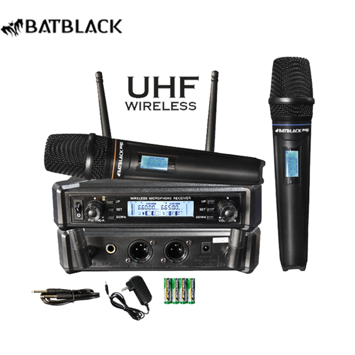 BATBLACK - Micrófono Inalámbrico Profesional Batblack BT-M40 PRO Multifrecuencia