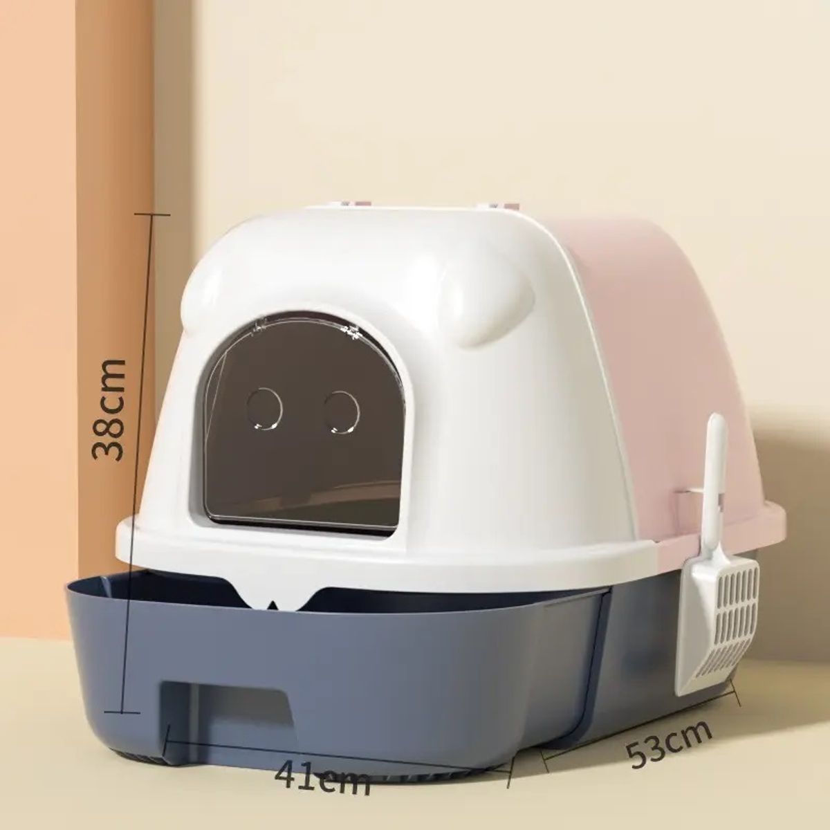 GENERICO - Arenero cerrado con filtro y bandeja extraíble bicolor- azul