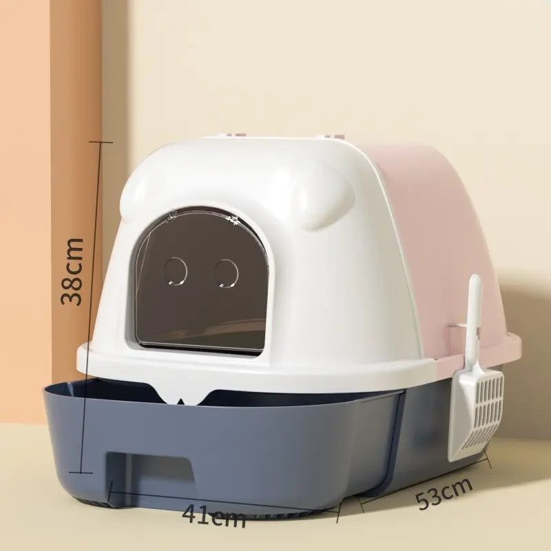 GENERICO - Arenero cerrado con filtro y bandeja extraíble bicolor- azul