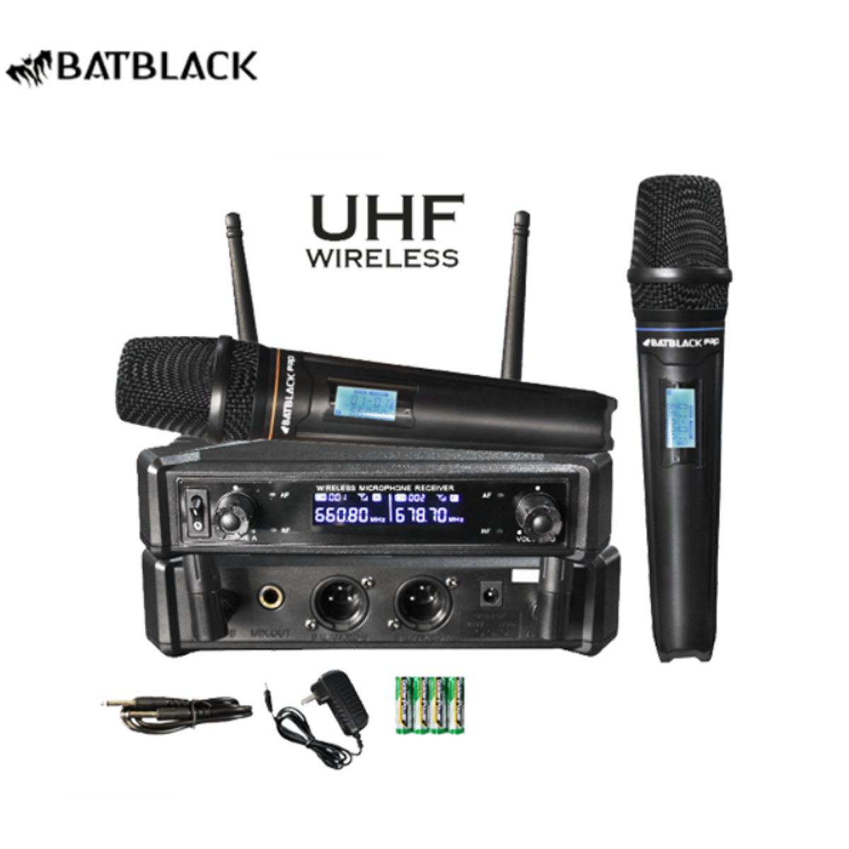 BATBLACK - Micrófono Inalámbrico Profesional Batblack BT-M43 PRO