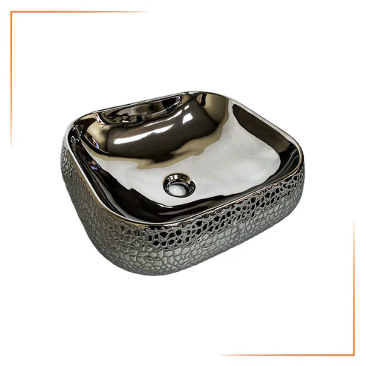 FRATELLI - Bowl de Loza Mod Cuadrado Plateado 44x40x15cm