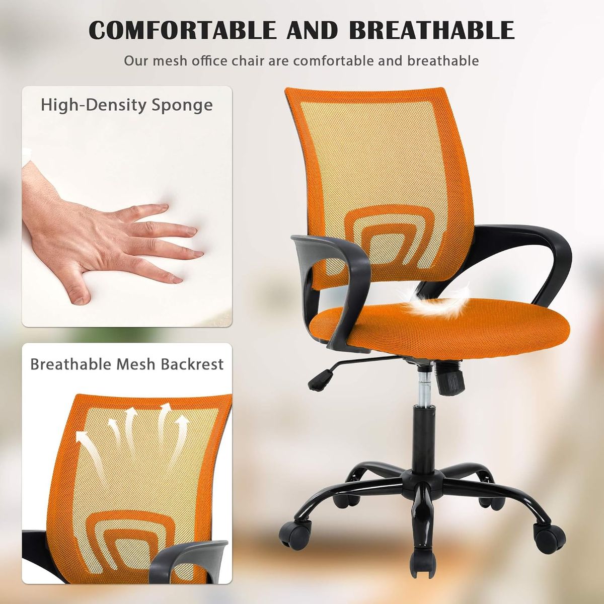 GENERICO - SILLA DE ESCRITORIO ERGONÓMICA EJECUTIVA PREMIUM NARANJA