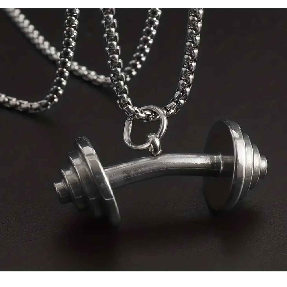 OEM - Collar Hombre Mancuerna Pesa Fit Gym Acero Inoxidable 316L