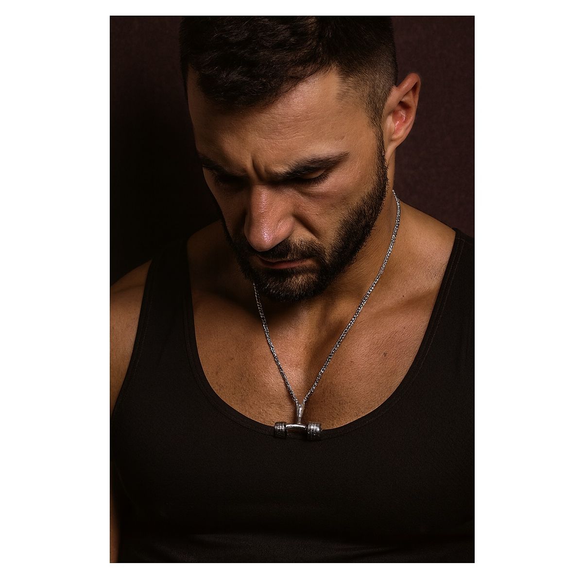 OEM - Collar Hombre Mancuerna Pesa Fit Gym Acero Inoxidable 316L x SAN VALENTIN