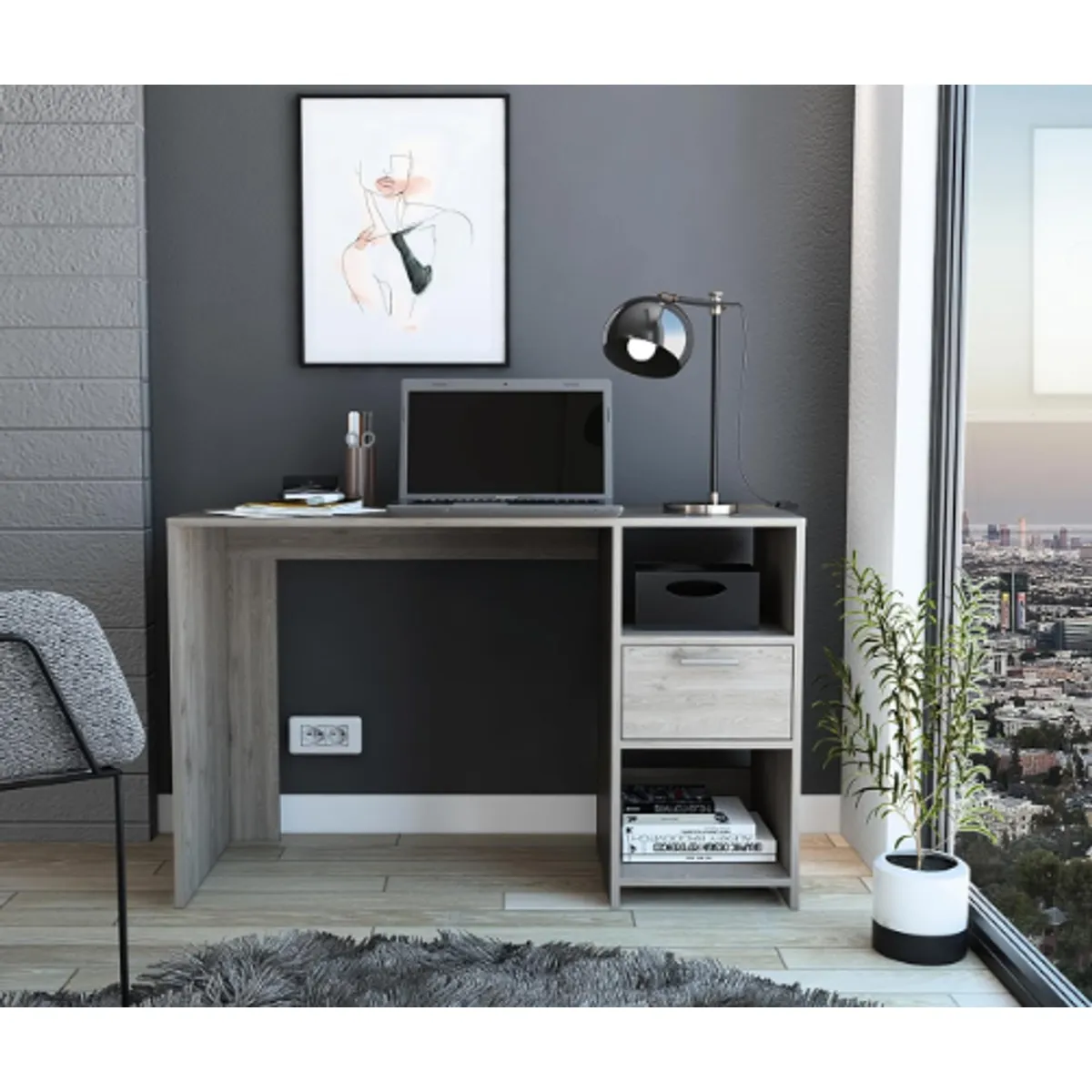 NACION MUEBLES - ESCRITORIO NACION MUEBLES LOKI COLOR GRIS