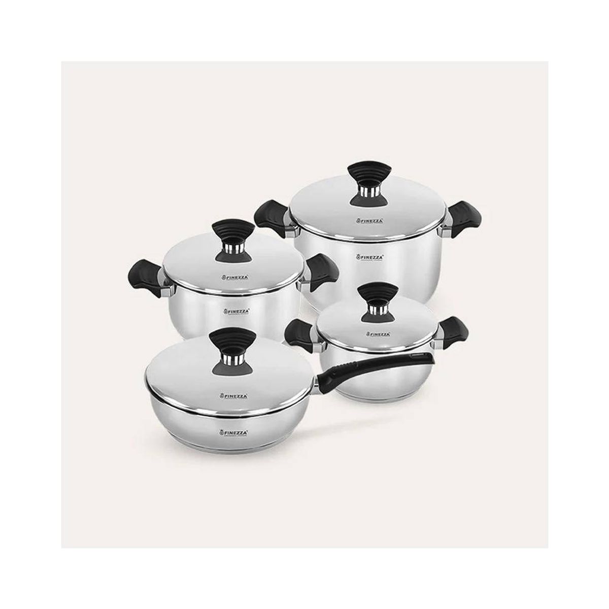 FINEZZA - Juego de ollas de acero de 8 pzs. (FZ-1004TS-IN)