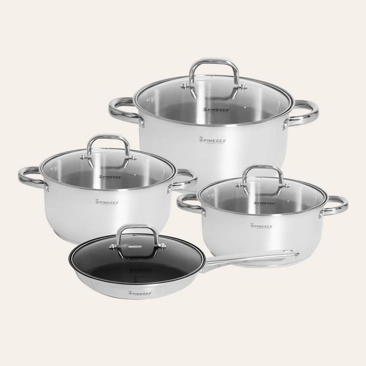 FINEZZA - Juego de ollas de acero 8 Pzs. (FZ-972AE-IN)
