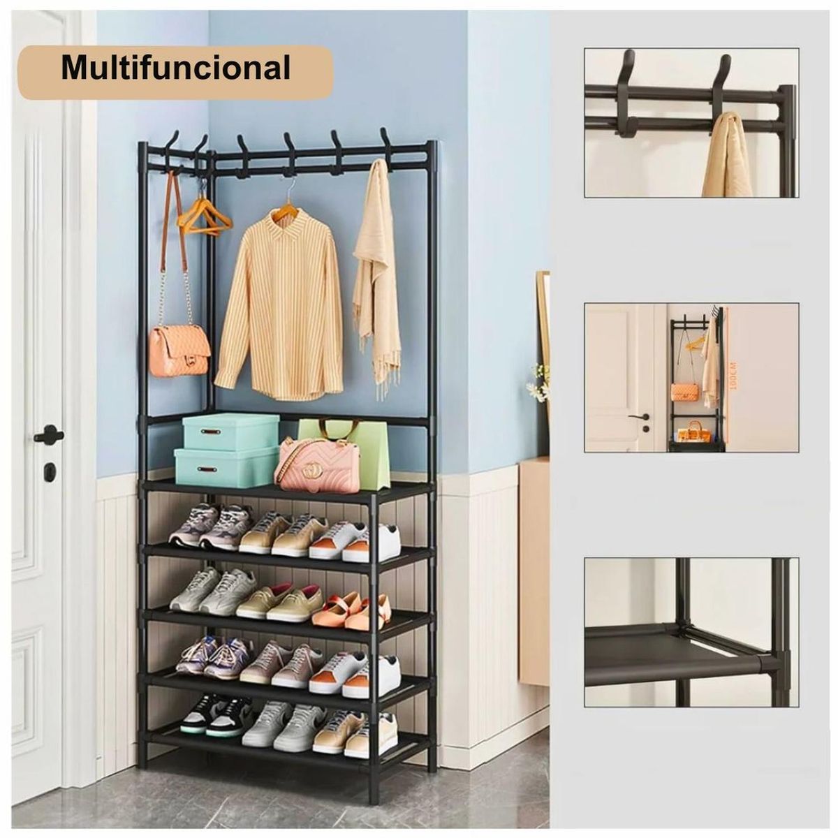 GENERICO - Estante Organizador Zapatero Esquinero 170x60x295cm - Negro