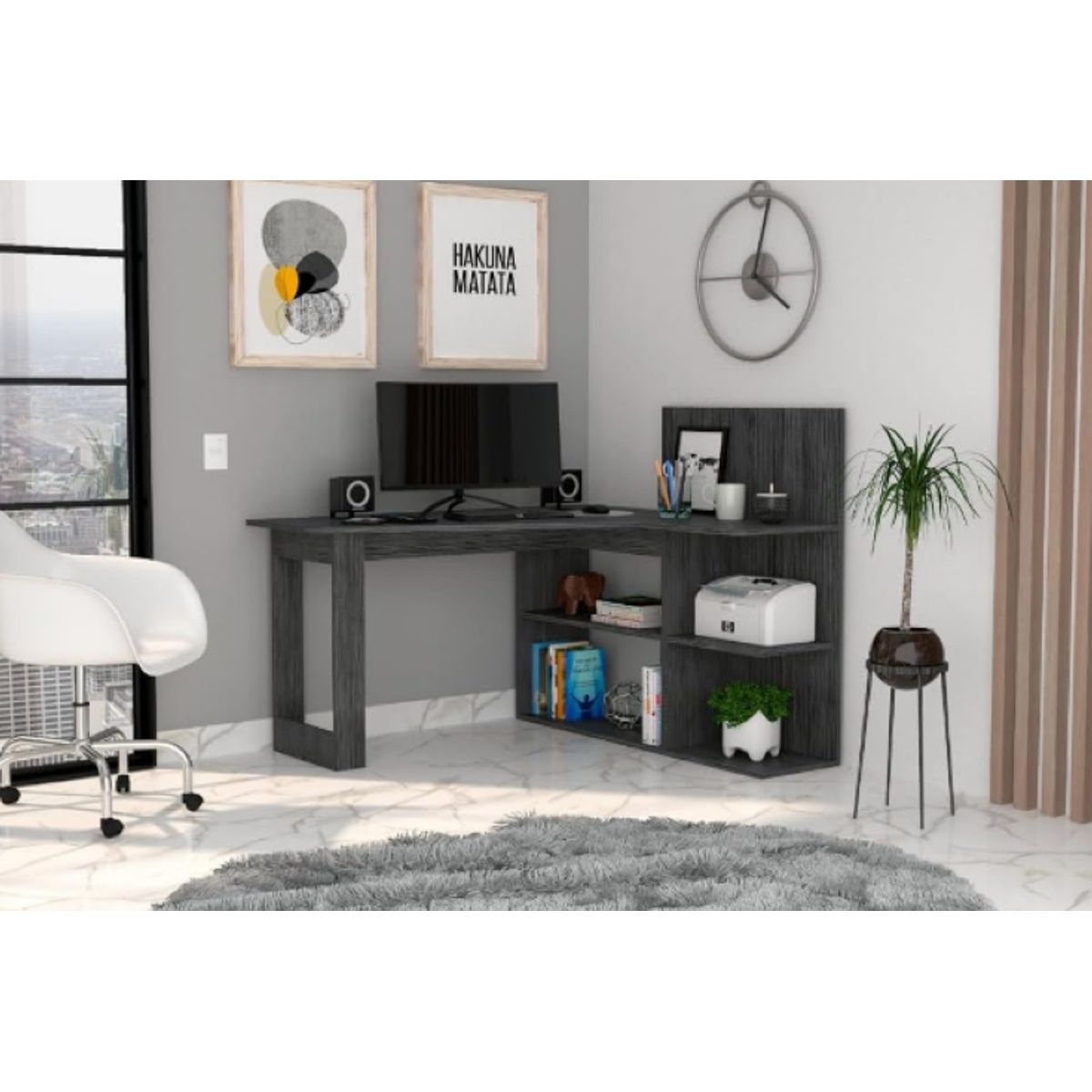 NACION MUEBLES - ESCRITORIO NACION MUEBLES HEIDI COLOR GRIS OSCURO