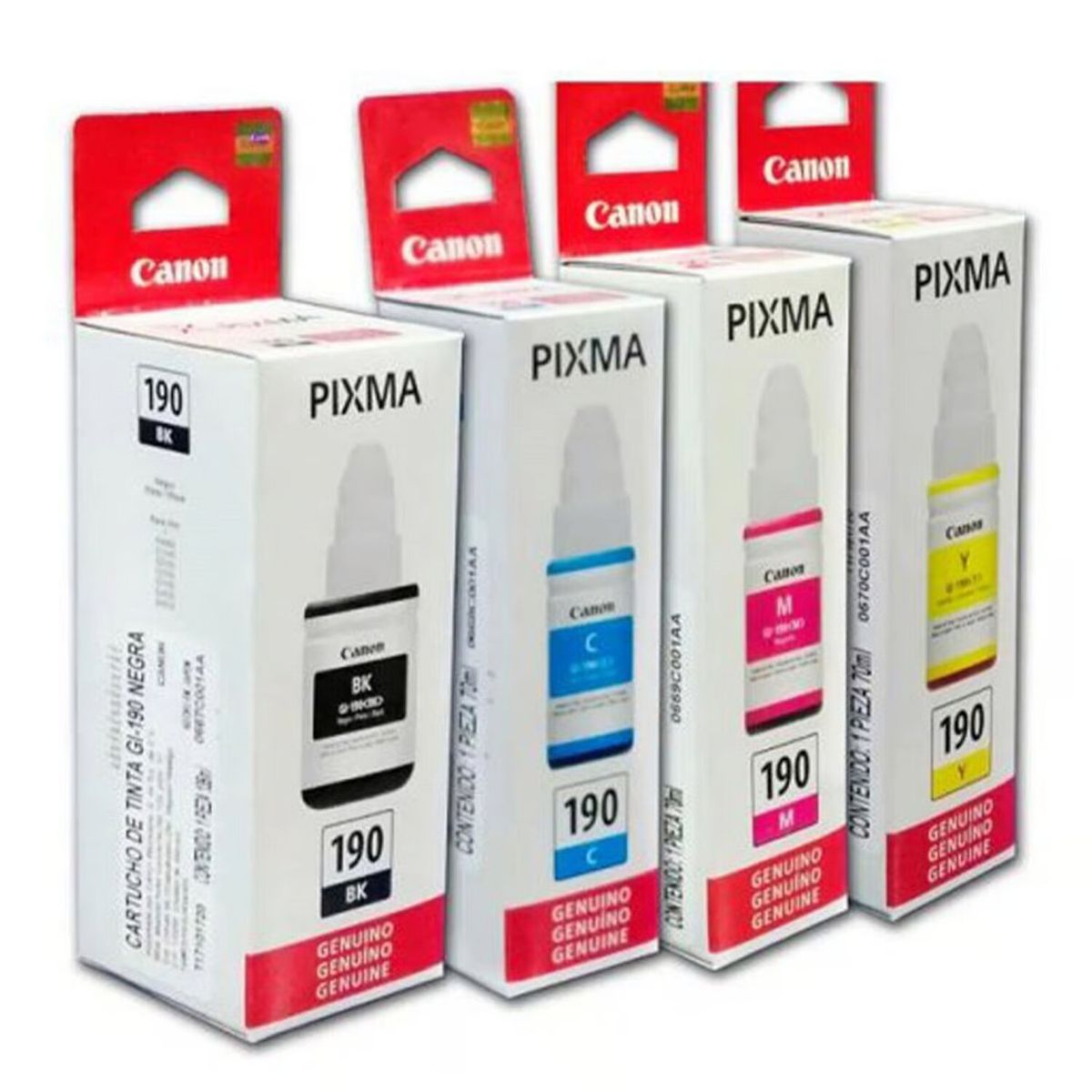 CANON - Juego pack Tinta Canon GI-190 Cyan Magenta Amarillo Negro