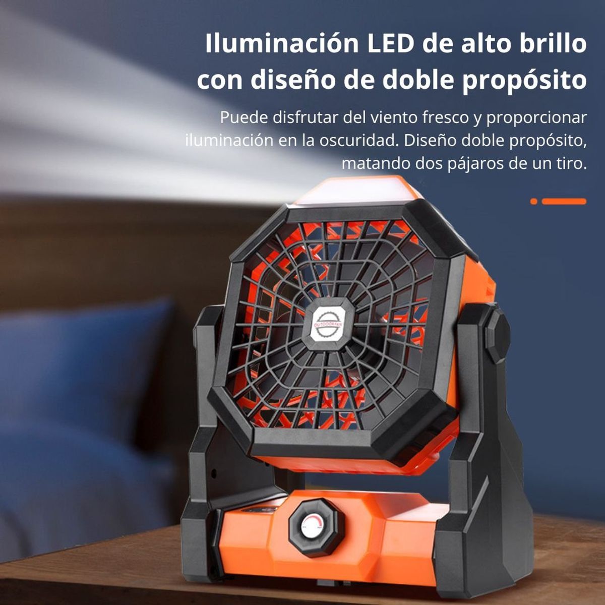 GENERICO - Ventilador de Camping Recargable 270° con Gancho Iluminación Led FS-X3