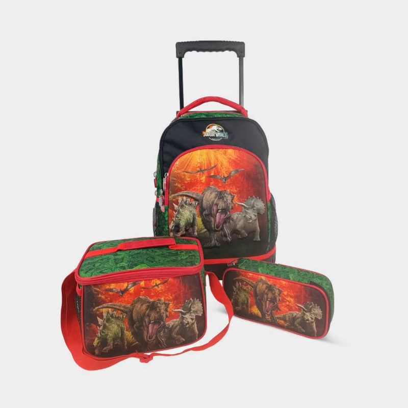 SCOOL - SET 3P MOCHI-RUEDA ESCOLAR PARA NIÑOS SCOOL 804021 JURASSIC PARK