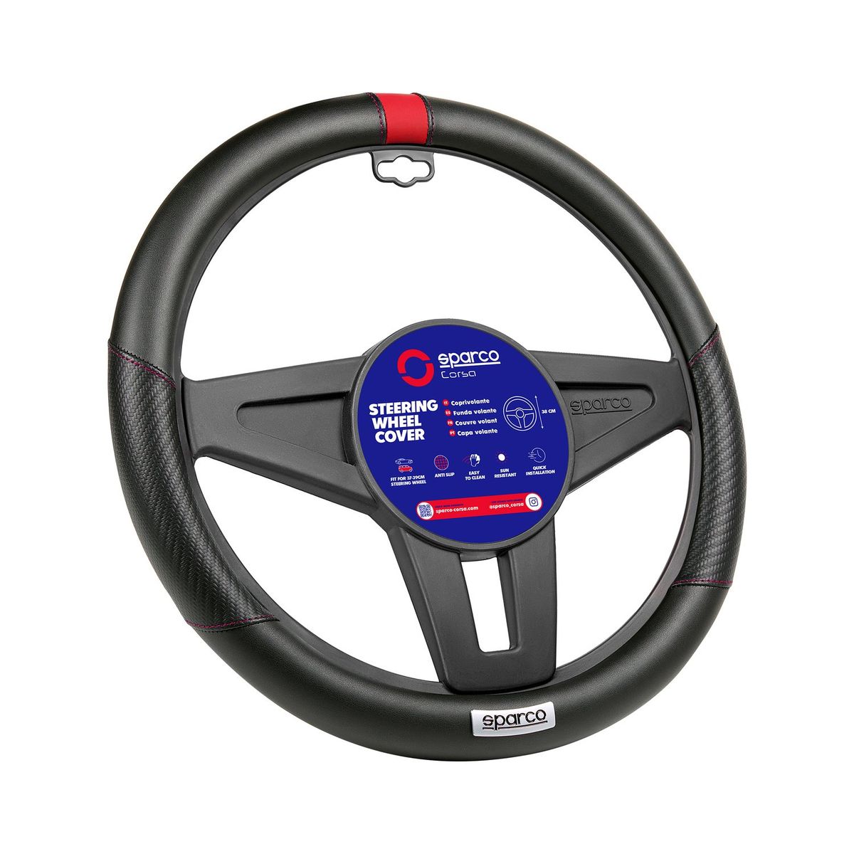 SPARCO - Cubre Volante Negro-Rojo para Auto SPS111RD