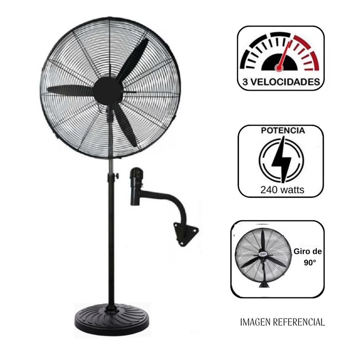 GENERICO - Ventilador Industrial de 30" Pulgadas 2 en 1 - 240 Watts
