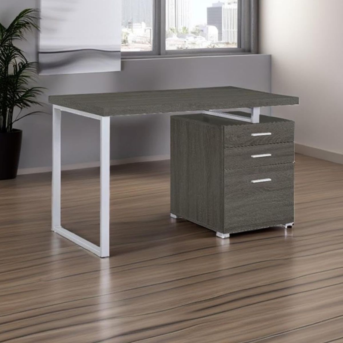 NACION MUEBLES - ESCRITORIO NACION MUEBLES CHESTER COLOR GRIS OSCURO