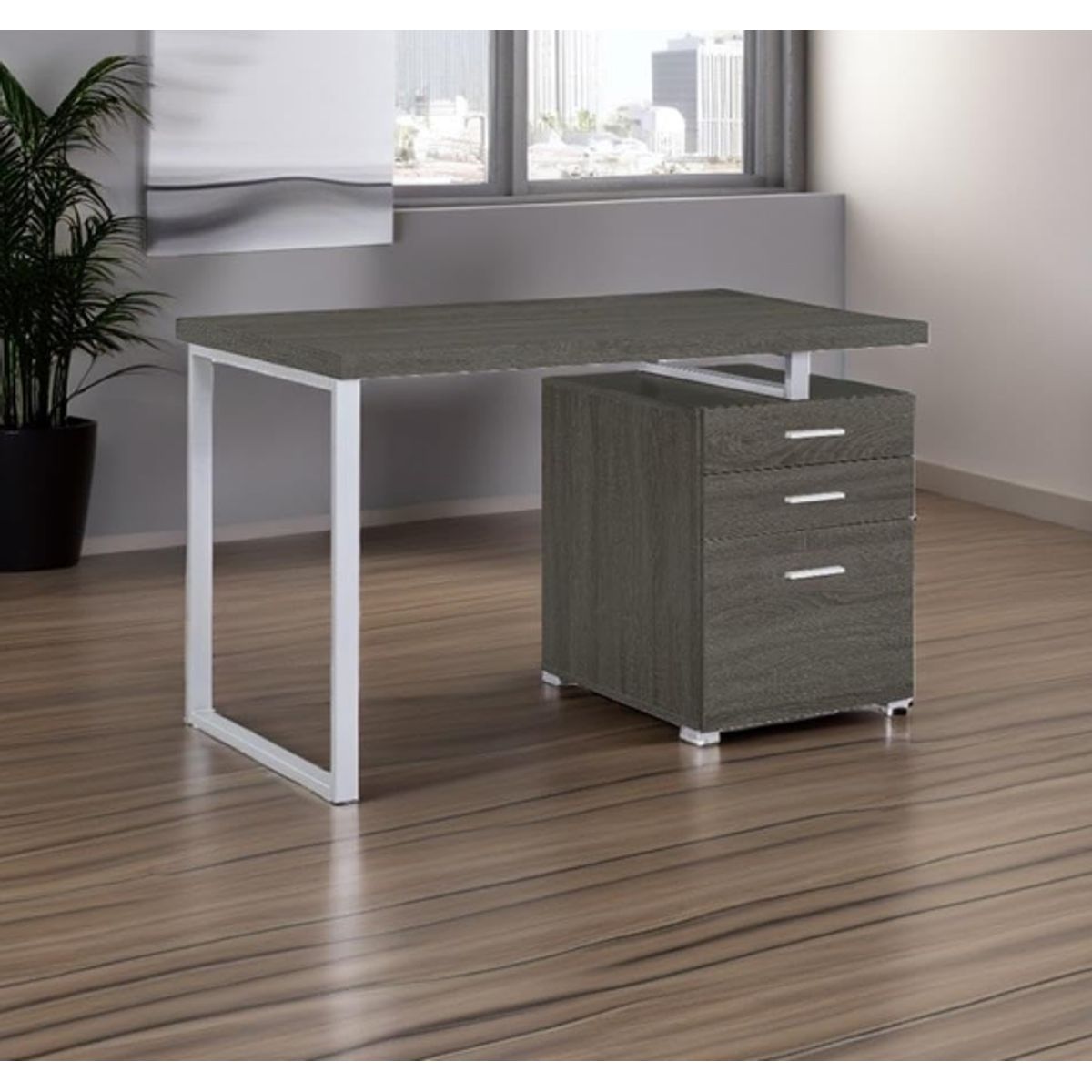 NACION MUEBLES - ESCRITORIO NACION MUEBLES CHESTER COLOR GRIS OSCURO